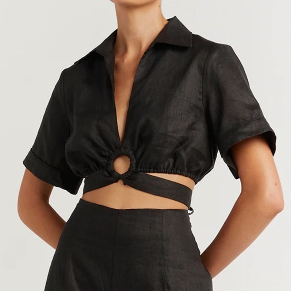 DISSH Linen Crop Blouse